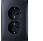 wandcontactdoos 2-voudig randaarde voor ovale 1,5 inbouwdoos S1 antraciet (47721606)