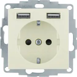 Berker wandcontactdoos randaarde 2x USB S1/B3/B7 creme glans (48038982)