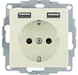 wandcontactdoos randaarde 2x USB S1/B3/B7 creme glans (48038982)