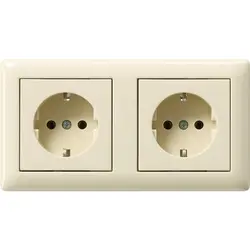 Gira wandcontactdoos randaarde set 2-voudig compleet voorbedraad Systeem 55 creme glans (479301)