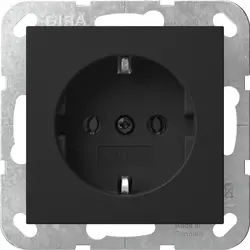 Gira wandcontactdoos randaarde met klauwbevestiging Systeem 55 zwart mat (4188005)