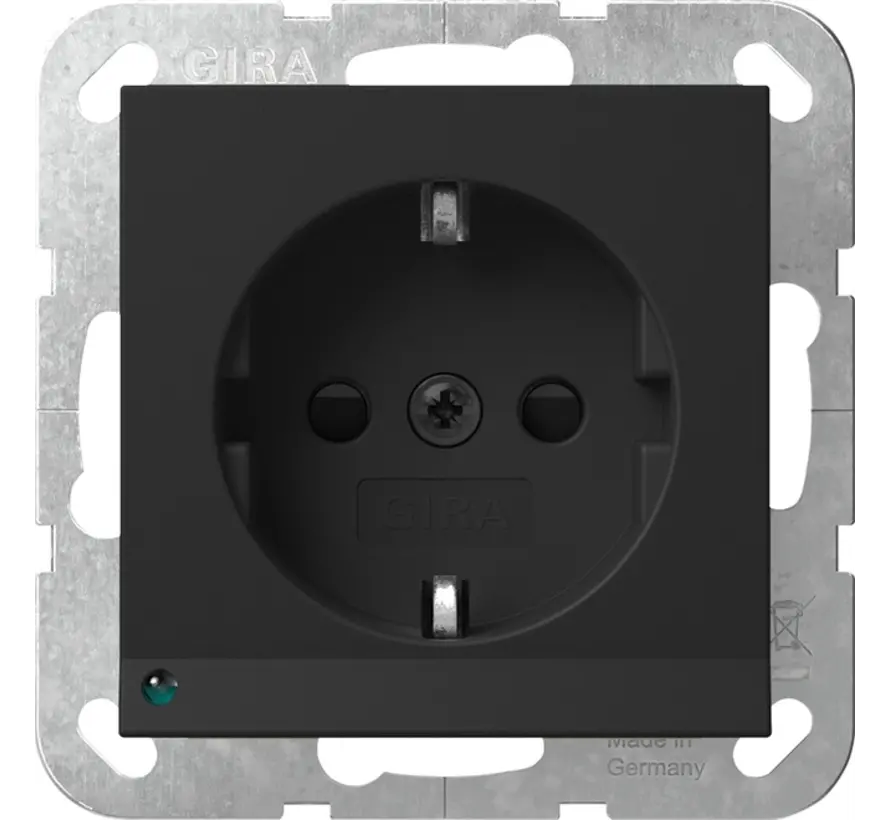wandcontactdoos RA met verhoogde aanraakbeveiliging LED-orientatielicht Systeem 55 zwart mat (4170005)