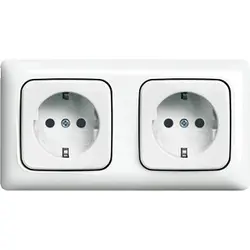 Busch-Jaeger wandcontactdoos 2-voudig randaarde voorbedraad voor duo-inbouwdoos Reflex SI Linear (20-2 EUCJ-214K-503)