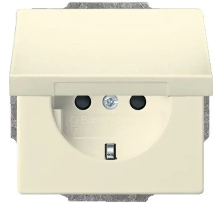 wandcontactdoos randaarde klapdeksel kindveilig Future Linear creme glanzend (20 EUK-82)