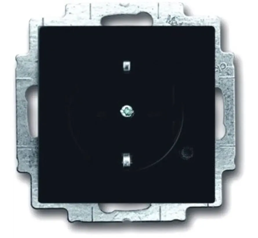 wandcontactdoos randaarde kindveilig met orientatieverlichting Future Linear zwart mat (20 EUCBLI-885)