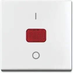 Busch-Jaeger schakelwip met rood controlevenster en opdruk 0–1 Balance SI wit glans (2508-914)