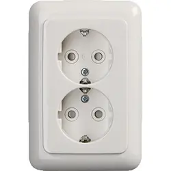 Busch-Jaeger wandcontactdoos 2-voudig randaarde Safety+ voor ovale 1,5 inbouwdoos Reflex SI (302EUJT-214)