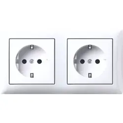 Busch-Jaeger wandcontactdoos 2-voudig randaarde voorbedraad voor duo-inbouwdoos Balance SI (20-2 EUCJ-914-503)