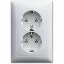 Busch-Jaeger wandcontactdoos 2-voudig randaarde Safety+ voor ovale 1,5 inbouwdoos Balance SI wit glans (302EUJT-914)