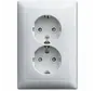 wandcontactdoos 2-voudig randaarde Safety+ voor ovale 1,5 inbouwdoos Balance SI wit glans (302EUJT-914)