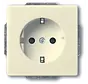 wandcontactdoos met randaarde kindveilig Future Linear creme glanzend (2300 EUCB-82)
