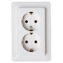 Kopp wandcontactdoos 2-voudig randaarde voor enkele inbouwdoos HK02 Milano arctic wit (917213007)