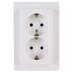 Kopp wandcontactdoos 2-voudig randaarde voor enkele inbouwdoos HK05 Paris arctic wit (941102063)