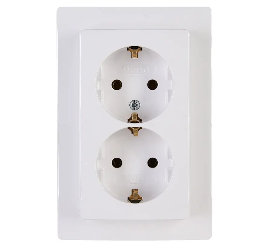 wandcontactdoos 2-voudig randaarde voor enkele inbouwdoos HK05 Paris arctic wit (941102063)