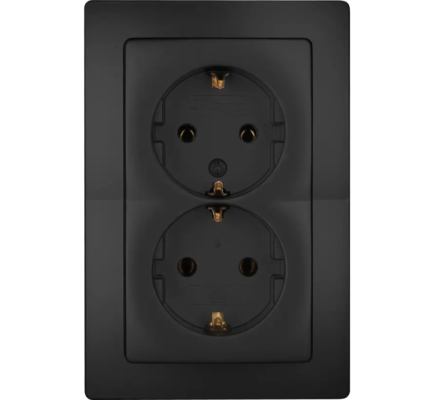 wandcontactdoos 2-voudig randaarde voor enkele inbouwdoos HK05 Paris zwart mat (941150004)