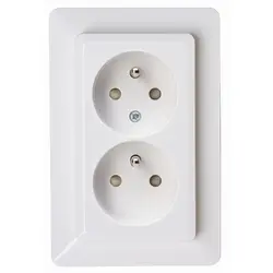 Kopp wandcontactdoos 2-voudig penaarde Safety+ voor enkele inbouwdoos HK02 Milano arctic wit (927913005)