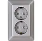wandcontactdoos 2-voudig randaarde Safety+ voor enkele inbouwdoos HK02 Milano staal grijs (927720003)
