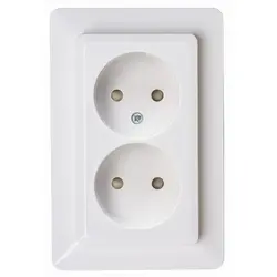Kopp wandcontactdoos 2-voudig zonder randaarde Safety+ voor enkele inbouwdoos HK02 Milano arctic wit (950513007)