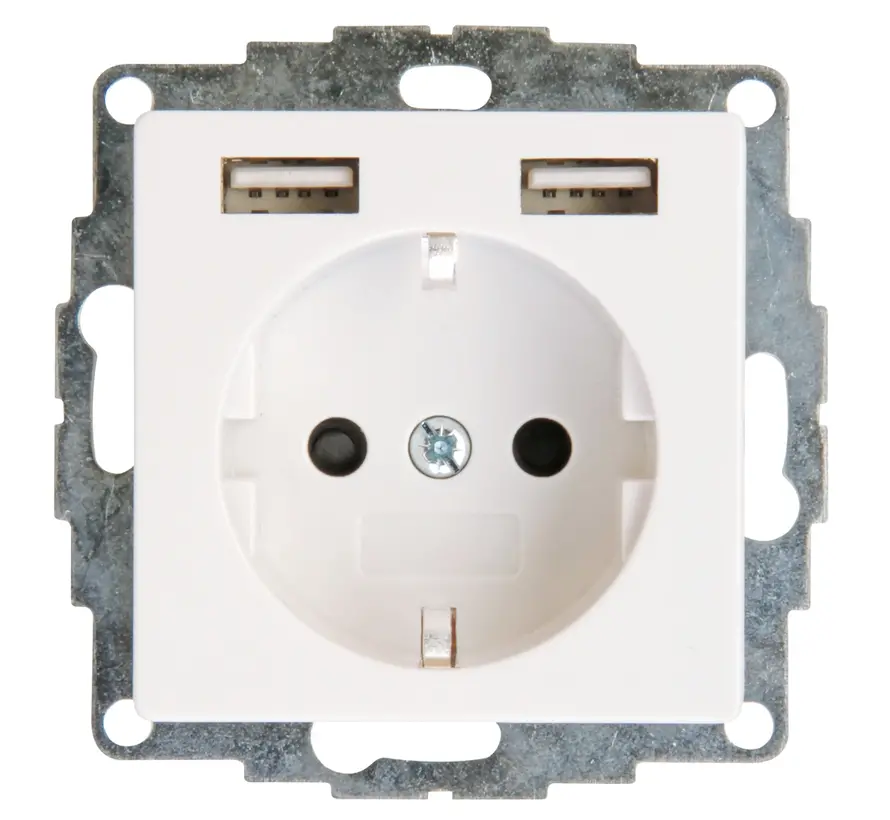 wandcontactdoos randaarde met verhoogde aanraakbeveiliging en 2x USB HK07 Athenis wit (296229004)