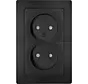 wandcontactdoos 2-voudig zonder randaarde Safety+ voor enkele inbouwdoos HK05 Paris zwart mat (944750081)