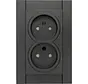 wandcontactdoos 2-voudig zonder randaarde Safety+ voor enkele inbouwdoos HK07 Athenis antraciet (950015004)