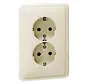 wandcontactdoos 2-voudig randaarde voor ovale 1,5 inbouwdoos Standard creme (80.6412 W)
