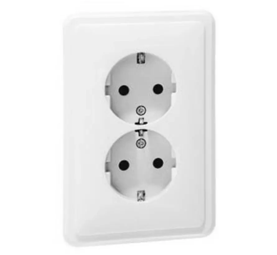wandcontactdoos 2-voudig randaarde voor ovale 1,5 inbouwdoos Standard levend wit (80.6412.02)