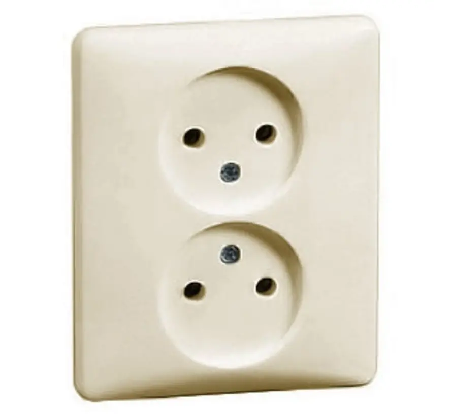 wandcontactdoos 2-voudig zonder randaarde voor enkele inbouwdoos Standard creme (H 80.1912 W)