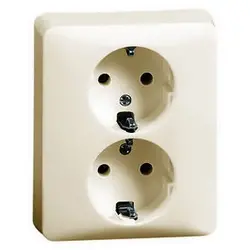 PEHA wandcontactdoos 2-voudig randaarde voor enkele inbouwdoos Standard creme (80.6512 W)