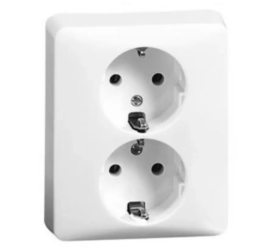 wandcontactdoos 2-voudig randaarde voor enkele inbouwdoos Standard levend wit (80.6512.02)