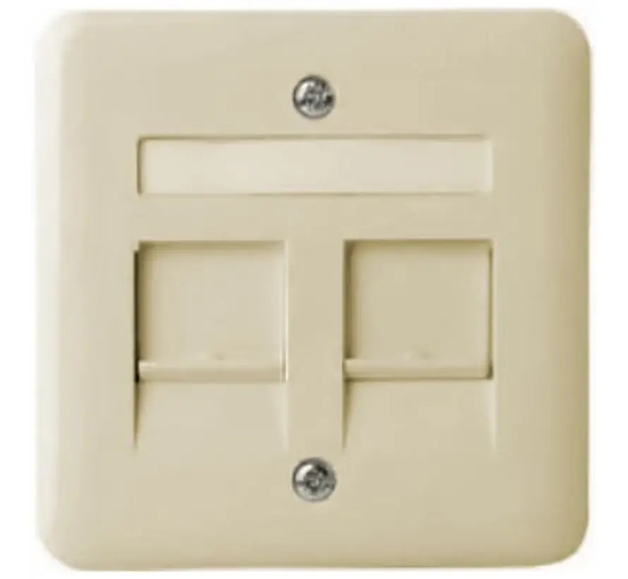 centraalplaat modular jack 2-voudig tekstkader Standard creme (80.610 MJ2 NA W)