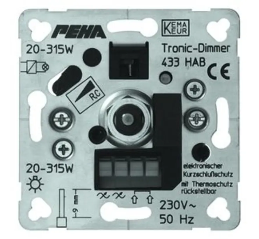 draai/drukknop dimmer 20-315W (433 HAB O.A.)