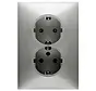 wandcontactdoos 2-voudig randaarde Badora aluminium (11.6512.70 SI)
