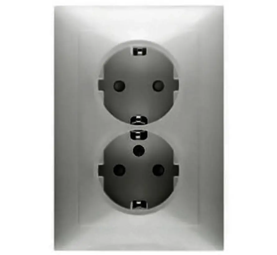 wandcontactdoos 2-voudig randaarde Badora aluminium (11.6512.70 SI)