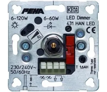 PEHA LED draai/druk dimmer fase aansnijding 6-60W (431 HAN LED O.A.)