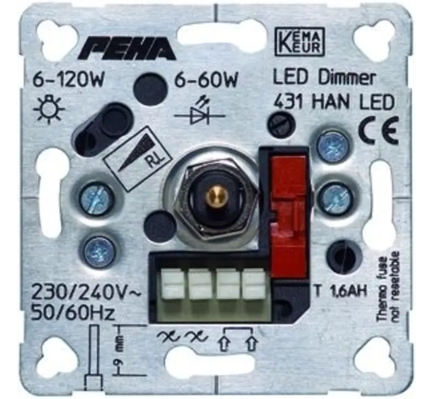 LED draai/druk dimmer fase aansnijding 6-60W (431 HAN LED O.A.)