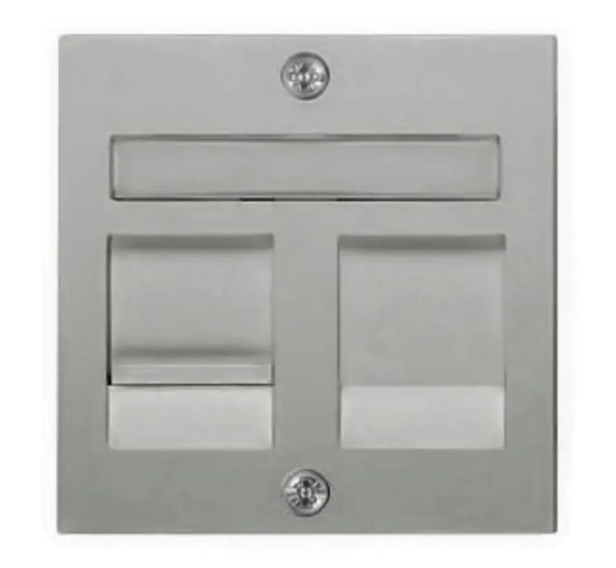 centraalplaat modular jack 1-voudig tekstkader Badora aluminium (11.610.70 MJ1 NA)