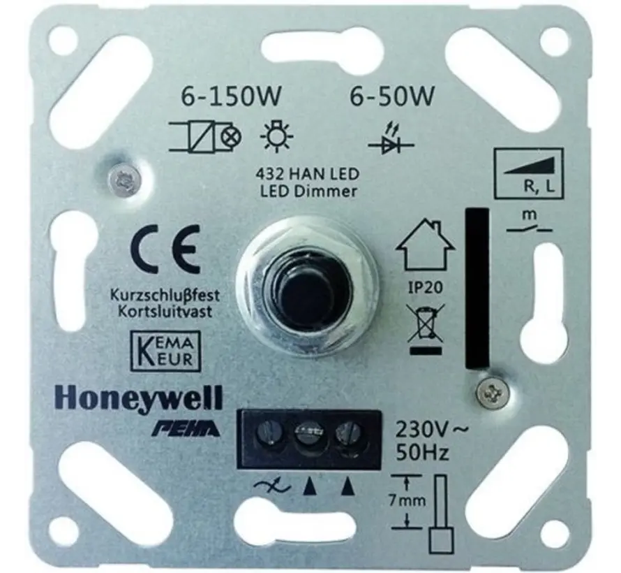 draai/drukknop LED-dimmer 6-50W (432 HAN LED O.A.)