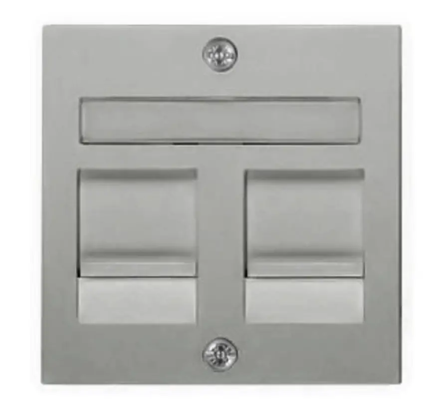 centraalplaat modular jack 2-voudig tekstkader Badora aluminium (11.610.70 MJ2 NA)