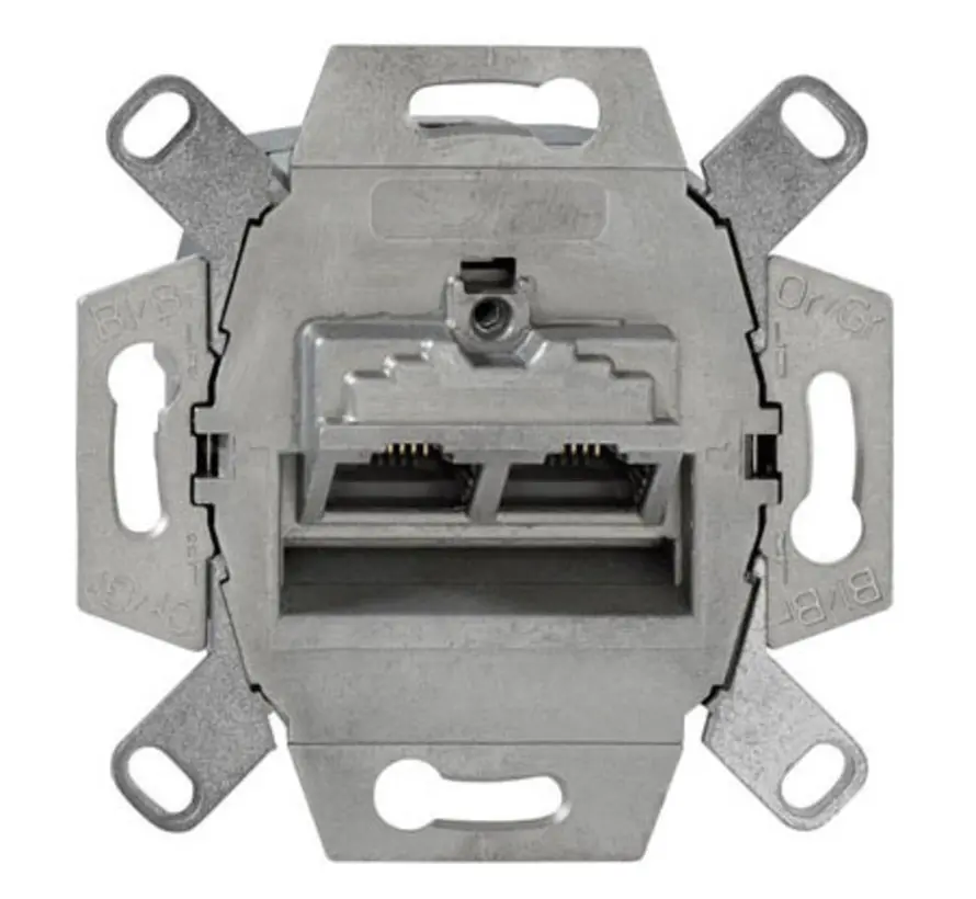 universele RJ45 data wandcontactdoos modular jack tweevoudig inbouw CAT5/6E (138104070)