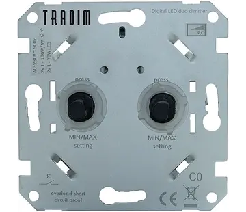 Tradim digitale duo dimmer voor LED 2x 1-100 Watt (2496)