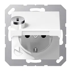 JUNG wandcontactdoos randaarde Safety+ met klapdeksel en slot A-range alpine wit (A 1520 NBFKLSL WW)