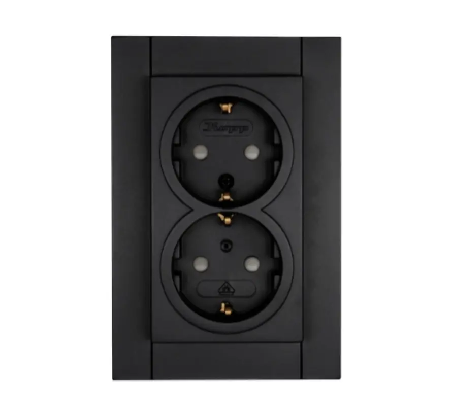 wandcontactdoos 2-voudig randaarde Safety+ voor enkele inbouwdoos HK07 Athenis zwart mat (940250006)