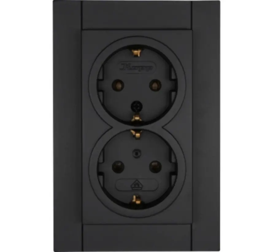 wandcontactdoos 2-voudig randaarde voor enkele inbouwdoos HK07 Athenis zwart mat (929550000)