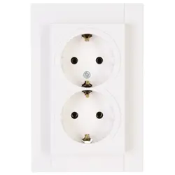 Kopp wandcontactdoos 2-voudig randaarde voor enkele inbouwdoos HK07 Athenis arctic wit mat (929532008)