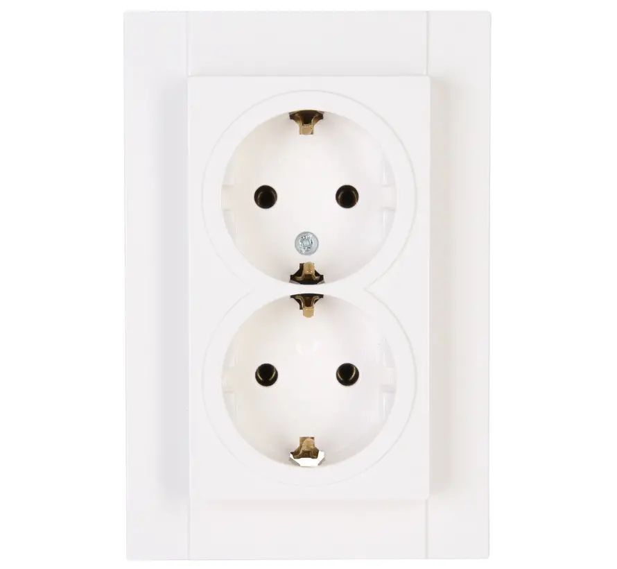wandcontactdoos 2-voudig randaarde voor enkele inbouwdoos HK07 Athenis arctic wit mat (929532008)