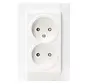 wandcontactdoos 2-voudig zonder randaarde Safety+ voor enkele inbouwdoos HK07 Athenis arctic wit glans (950013002)