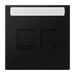 JUNG centraalplaat 2-voudig modular-jack tekstveld LS990 grafietzwart mat (LS 1969-2 NA WE SWM)