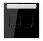 centraalplaat 2-voudig modular-jack tekstveld LS990 zwart glans (LS 1969-2 NA WE SW)