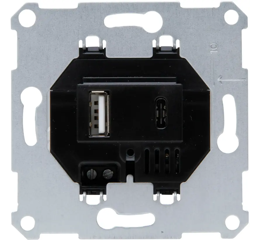 USB-lader 2 voudig type A en type C totaal 3000mA zwart